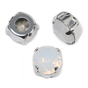 Krakovski Crystal Chaton Montee 8mm WHITE OPAL Silver Setting