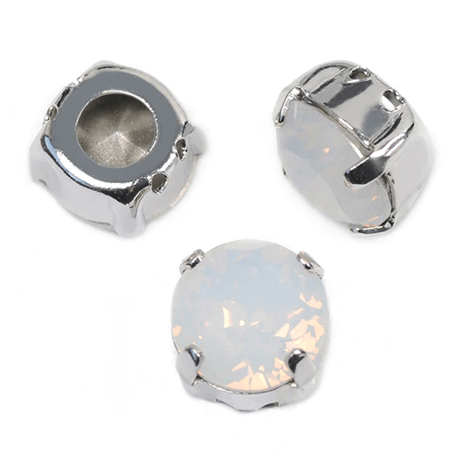 Krakovski Crystal Chaton Montee 8mm WHITE OPAL Silver Setting